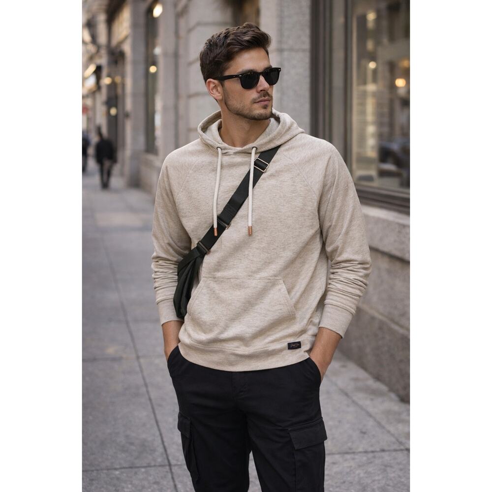 GOOD MAN BRAND Hooded Sweatshirt Cream Size L ElevatedBasics Streetwear CozyLuxe